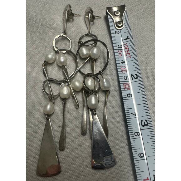 Robert Lee Morris Handmade Silver and Cultured Pearl Earrings - Picture 6 of 10